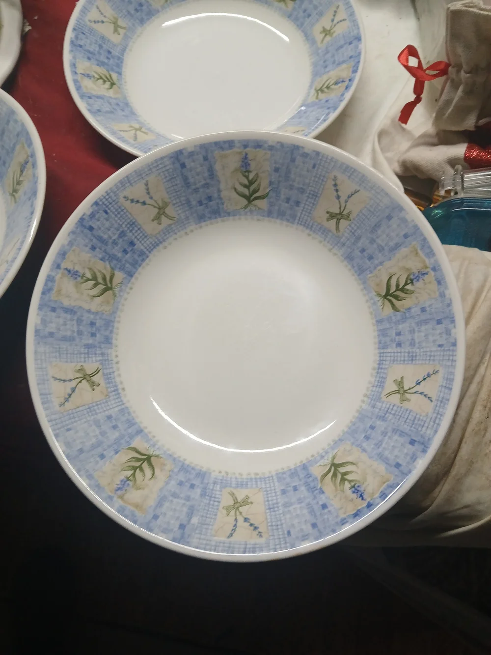 Pier 1 Blue and Green Botanical Rim Soup Bowls - Set of 3